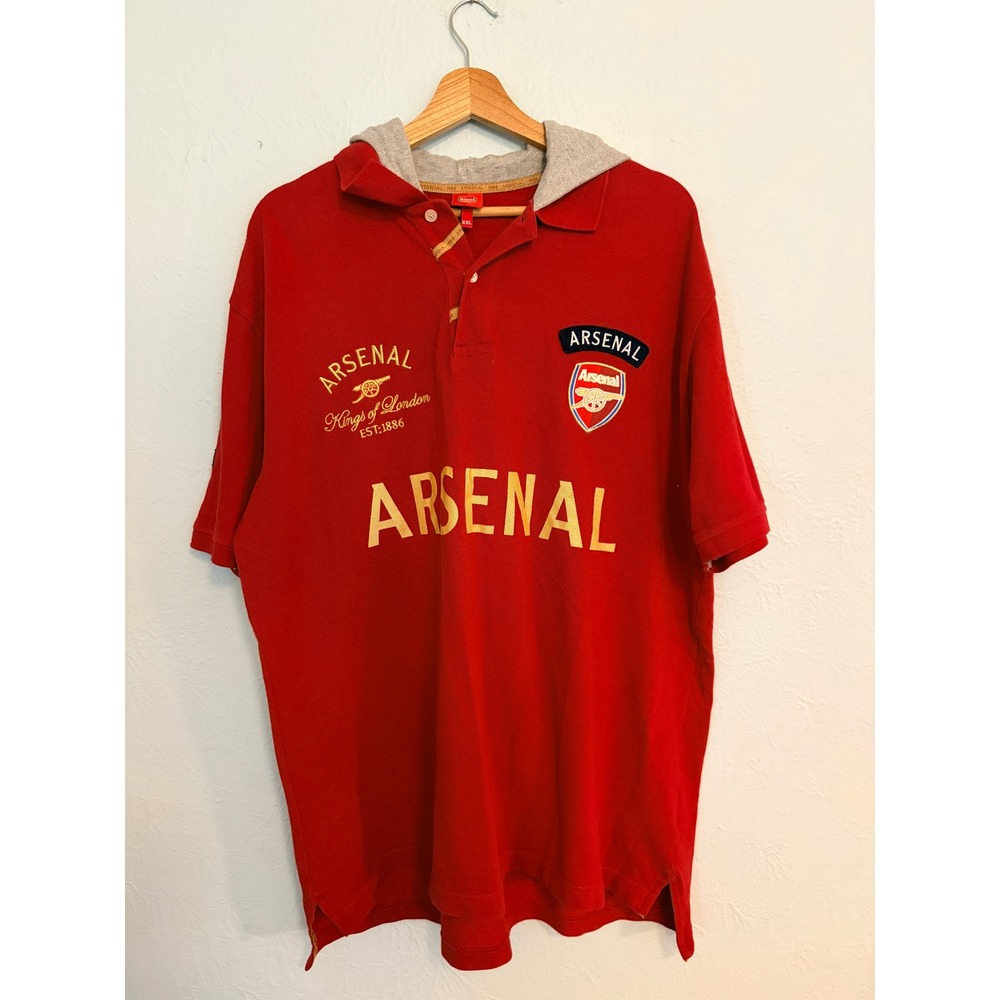 Arsenal FC Red Hooded Polo Shirt XXL Official AFC Football Club Top Match Day